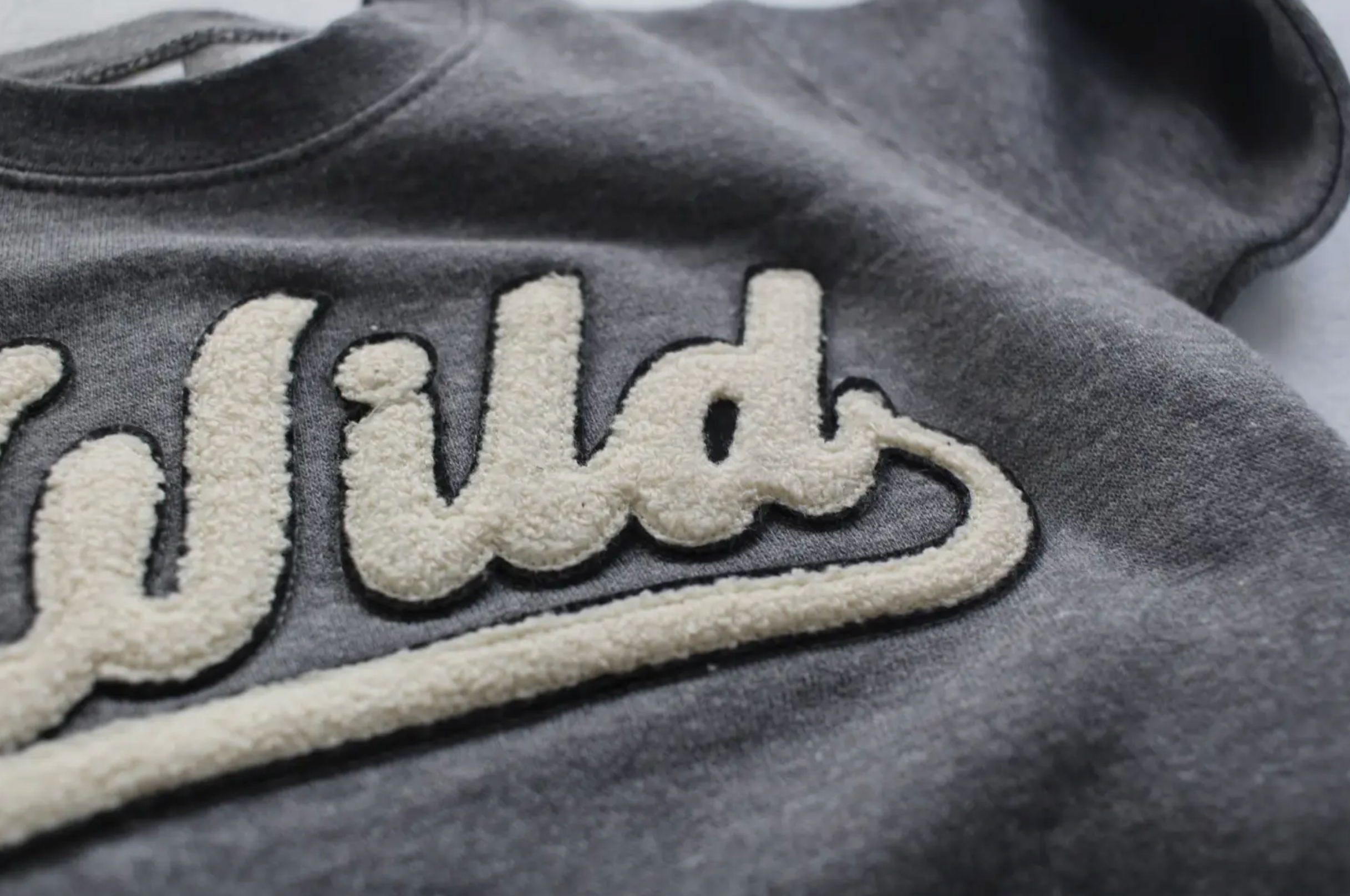 Wild Varsity Chenille Gray Pullover Sweatshirt Adult-image-2