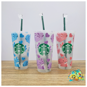 Axolotl, Your Choice of Color, 24oz Starbucks Cold Cup with Straw - B Barry Nerdy