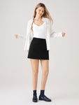 Elastic Waist Mini Skirt With Lined Shorts