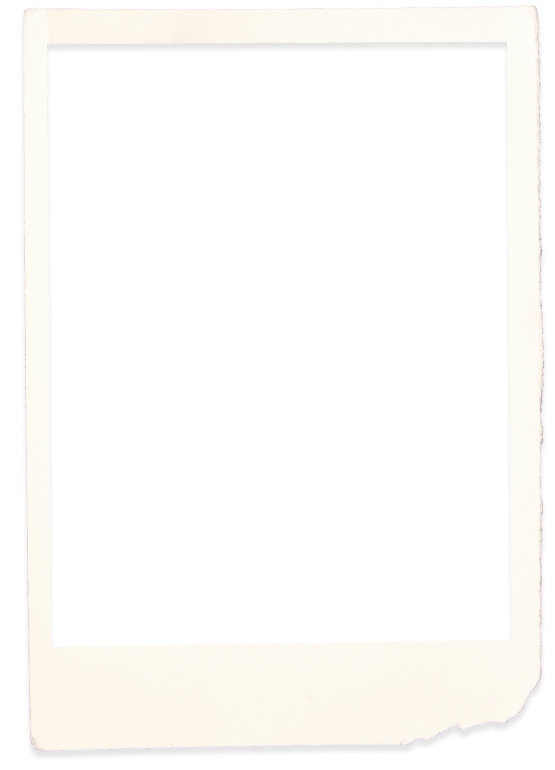 A white, empty Polaroid photo frame with a slightly torn bottom edge.