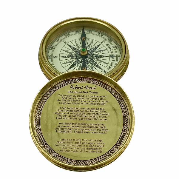 3 Large Brass Poem Compass In A Wood Box Ahura Collectables 9785