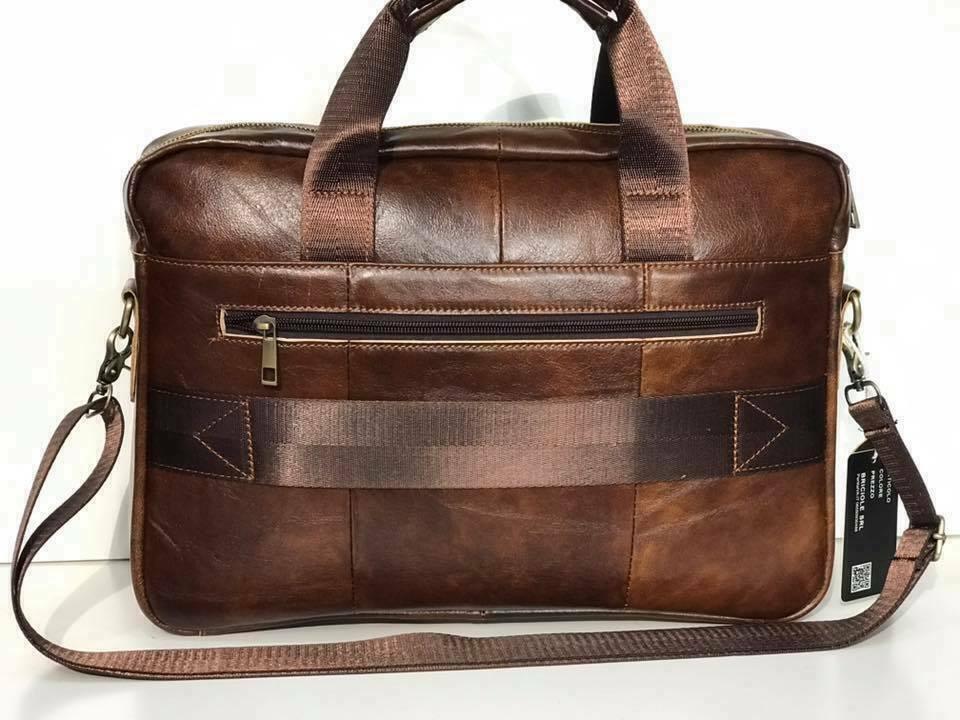 Minimalist Leather Briefcase Laptop Bag Designer Handbag ZB02