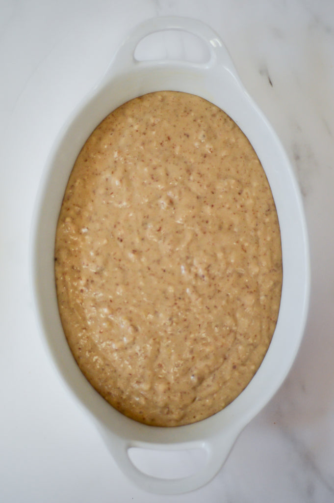 Picture of cobbler dough in baking dish