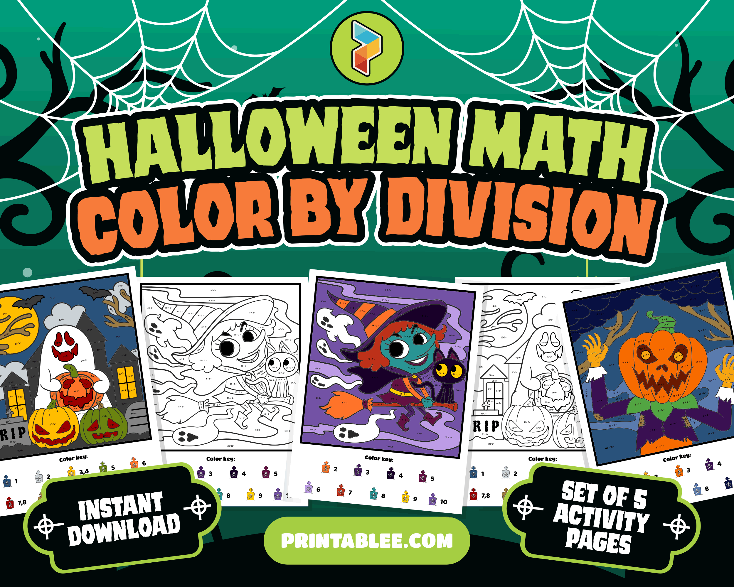 Fall+and+Halloween+Printable+Coloring+Activity+for+Kids+-+Holiday+Learning+Math+Division+|+Halloween+Math+Color+by+Division
