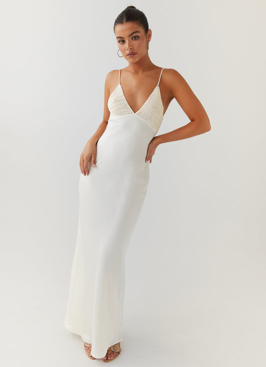 Be Mine Satin Maxi Dress - Pure White – Peppermayo US