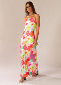 No Service Satin Maxi Dress - Blurred Blossom – Peppermayo US