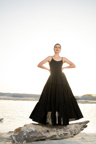 SIENNA BLACK SLEEVESLESS COTTON DRESS