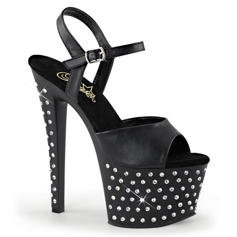 Fearless 700-28 Black Matte 7 Spiked Stud High Heel Platform