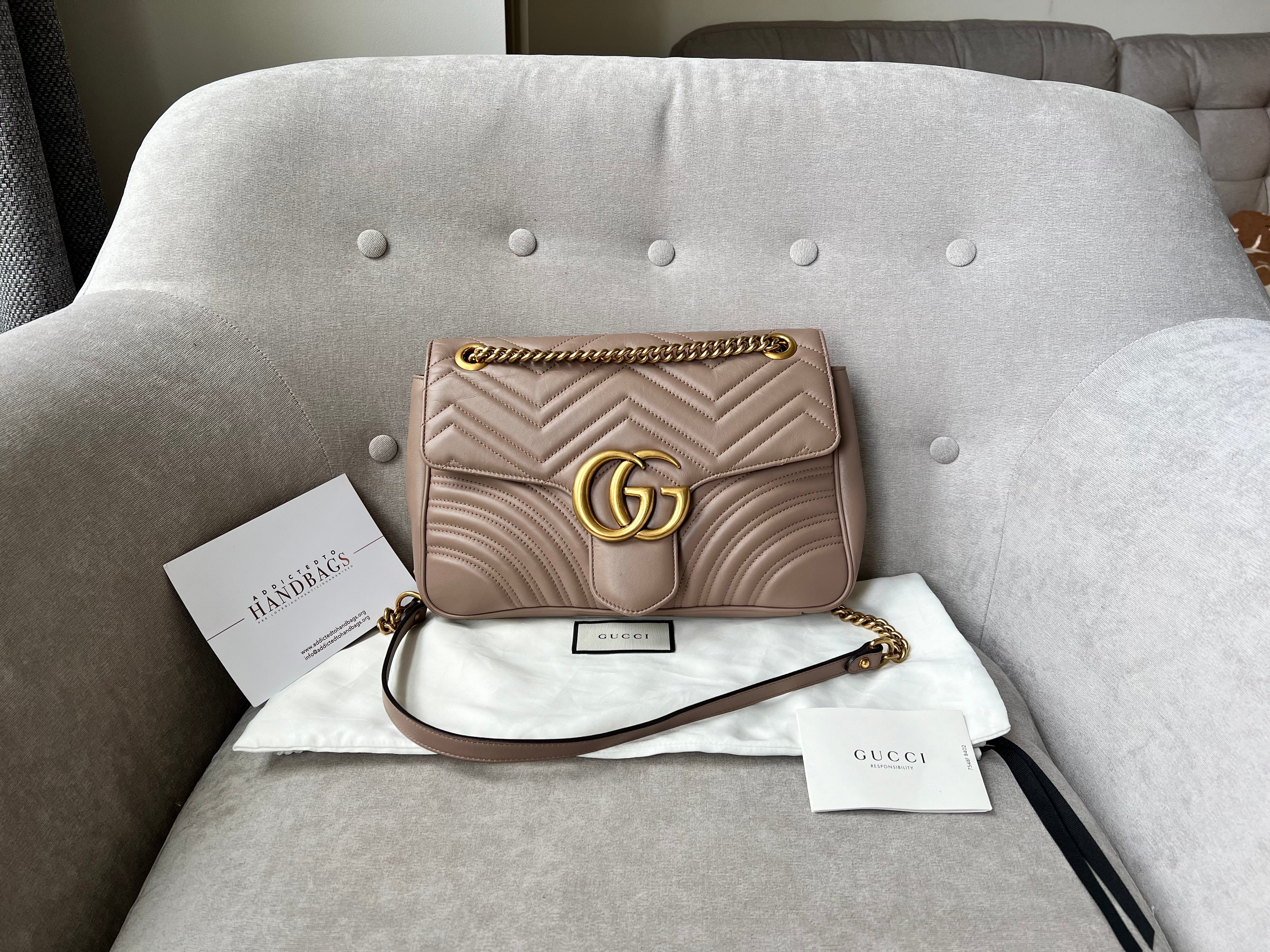 Image of Gucci GG Dusty Pink Marmont Medium Shoulder Bag (RRP £2,160)