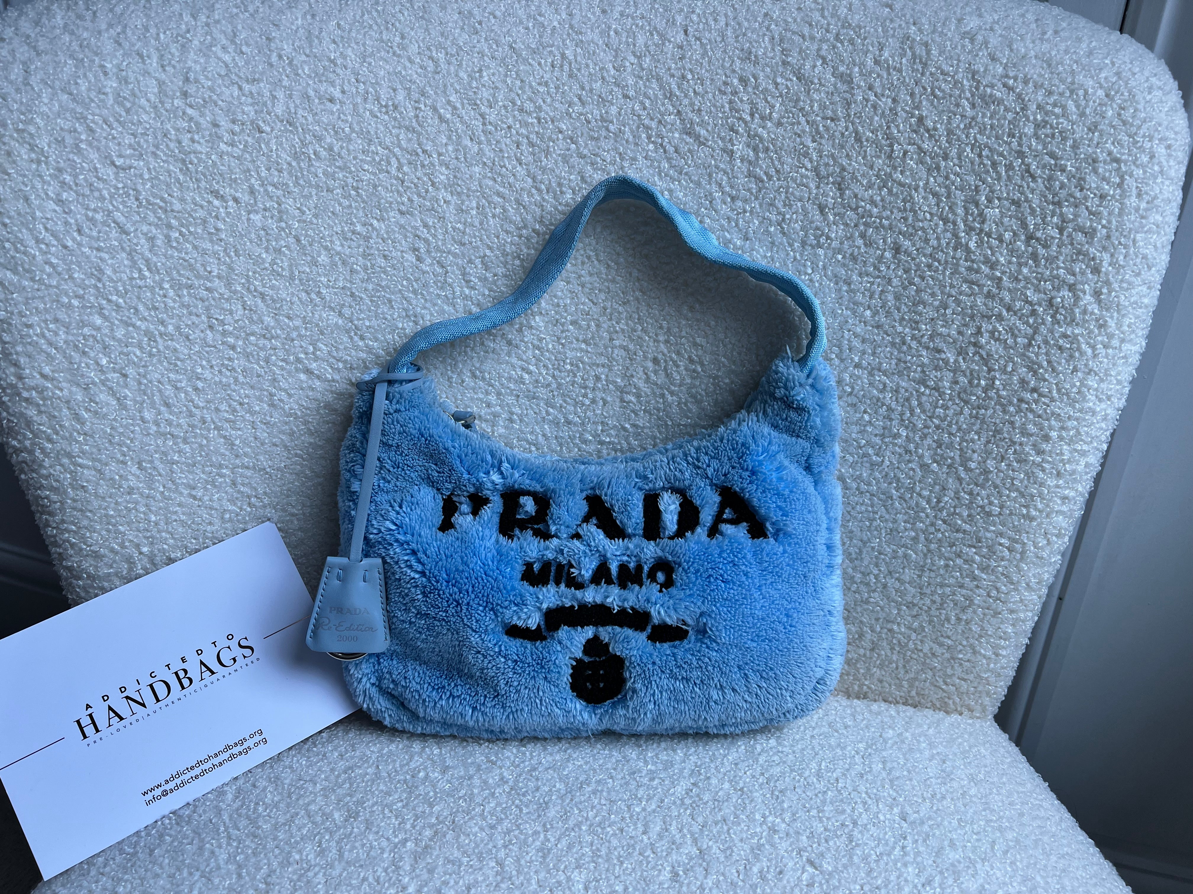image of Prada Blue Re-edition 2000 Terry Cloth Shoulder Bag