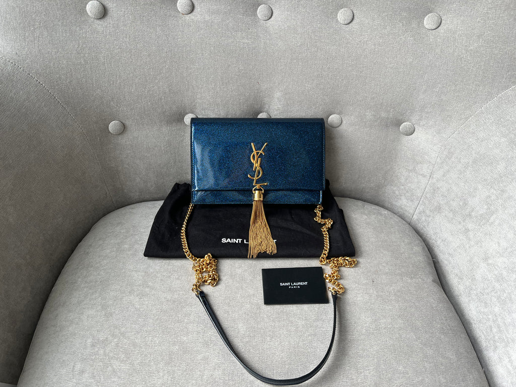 Saint Laurent Kate Tassel Wallet on Chain Tassel Black in Velvet with  Gold-tone - US