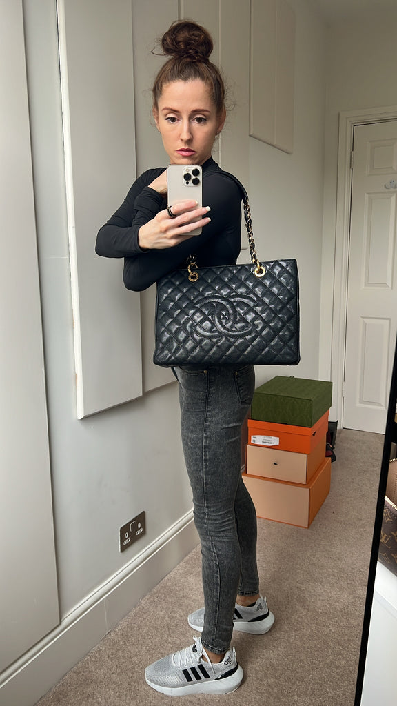 Chanel Black Caviar Grand Shopper Tote (GST) Silver Hardware – Addicted to  Handbags