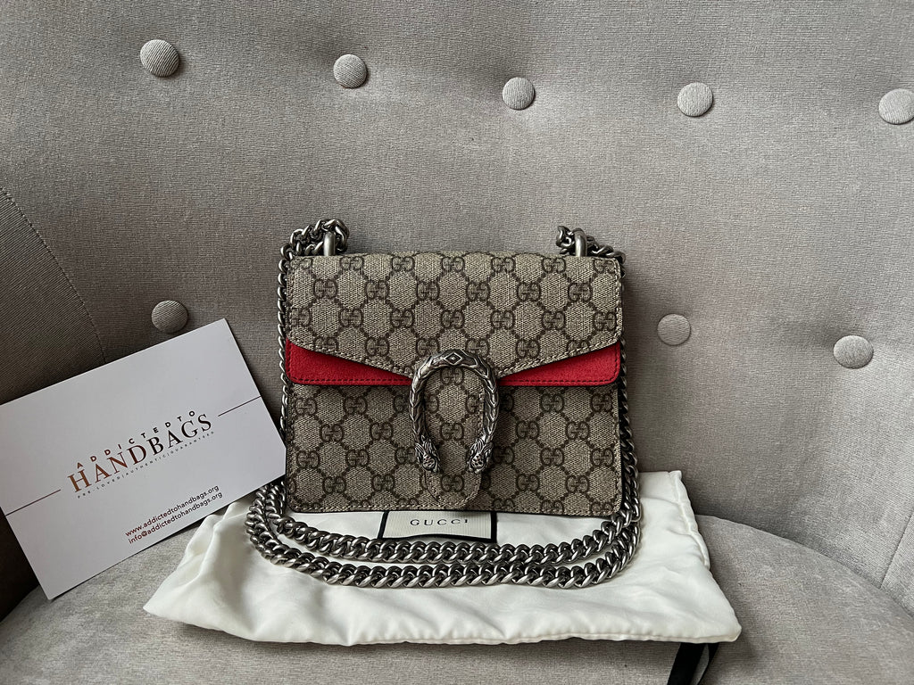 GG Supreme Dionysus Small Shoulder Bag With Red Detail