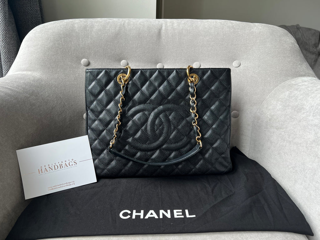 Chanel White Caviar Classic Grand Shopper Tote GST Shopping Bag