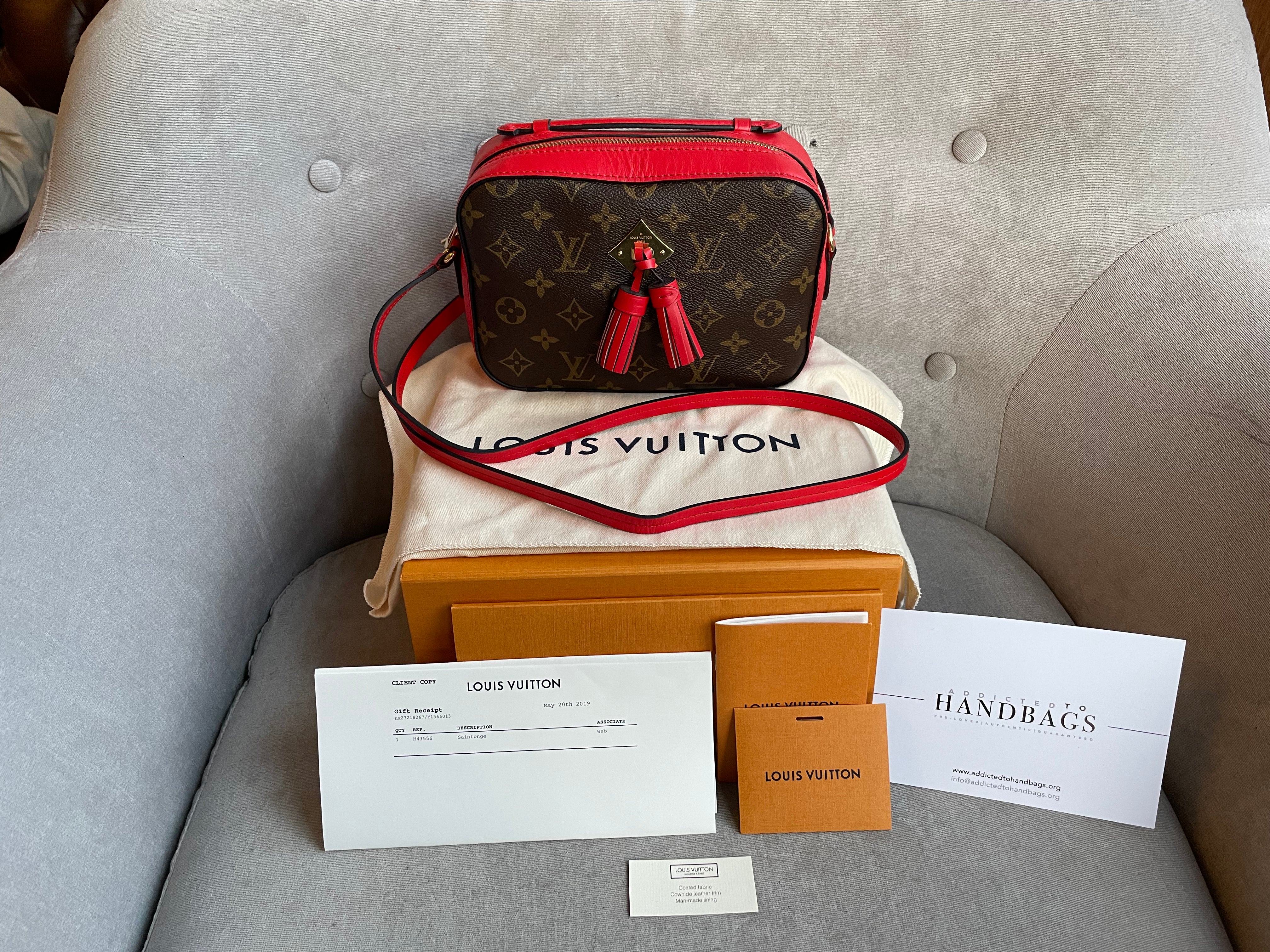 Louis Vuitton M43556 Monogram Canvas Saintonge Coquelicot Red Crossbody Bag  (AH2179)