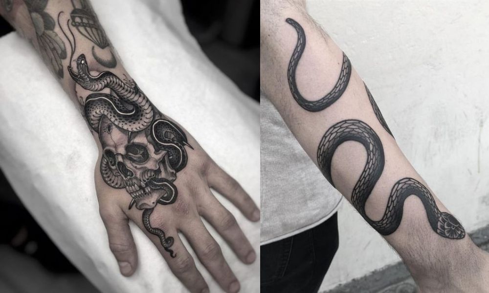 Tatouages de Serpent Enroulé autour du poignet ou du bras