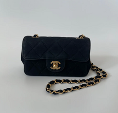 Mini Chanel Flap Bag in Black Suede