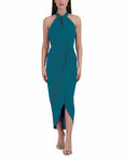 Sophisticated Halter Faux Wrap Dress