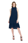 Mock Neck Cocktail Sleeveless Shift Flowy Party Dress With Ruffles