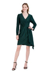 Fall Above the Knee Faux Wrap Long Sleeves Dress