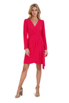 Faux Wrap Long Sleeves Fall Above the Knee Dress