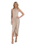 Knit Sheath Glittering Button Closure Faux Wrap Keyhole Fall Sheath Dress