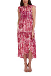 Smocked Cap Sleeves General Print Flowy Tiered Maxi Dress