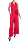 Halter Sleeveless Jumpsuit With a Sash