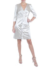 3/4 Sleeves Satin Dress With Ruffles