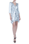 3/4 Sleeves Satin Above the Knee Dress With Ruffles