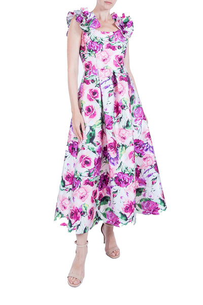 Flutter Sleeves Floral Print Dress
