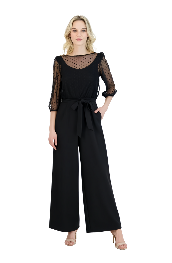 Puff Sleeve Boat Neck Jumpsuit