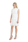 A-line Back Zipper Button Closure Tiered Lace Above the Knee Dress With Ruffles