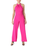 Halter Keyhole Pocketed Crepe Jumpsuit