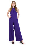 Crepe Pocketed Keyhole Halter Jumpsuit