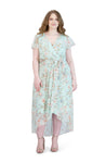 Plus Size Above the Knee Floral Print Asymmetric Wrap Dress