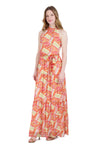 Tiered Keyhole Flowy Halter Ankle Length Beach Dress With a Ribbon by Julia Jordan