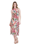 A-line Sleeveless Halter Floral Print Dress With a Ribbon by Julia Jordan