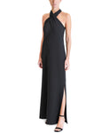 Below the Knee Crepe Halter Dress