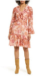 Floral Print Tiered Long Sleeves Dress With Ruffles