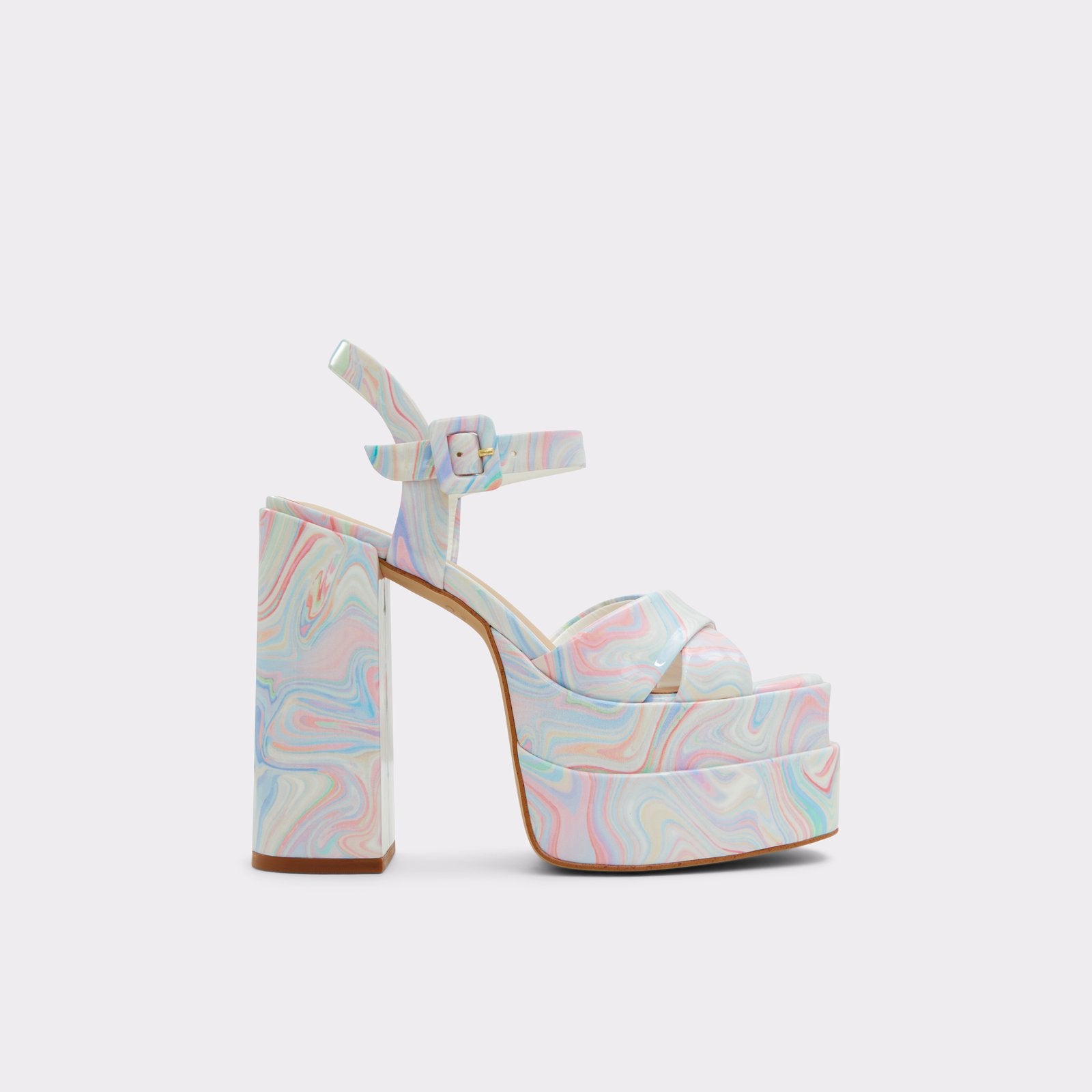 Aldo Women’s Pillow Walk Comfortable Block Heeled Sandals Gisell (Pastel Multi)