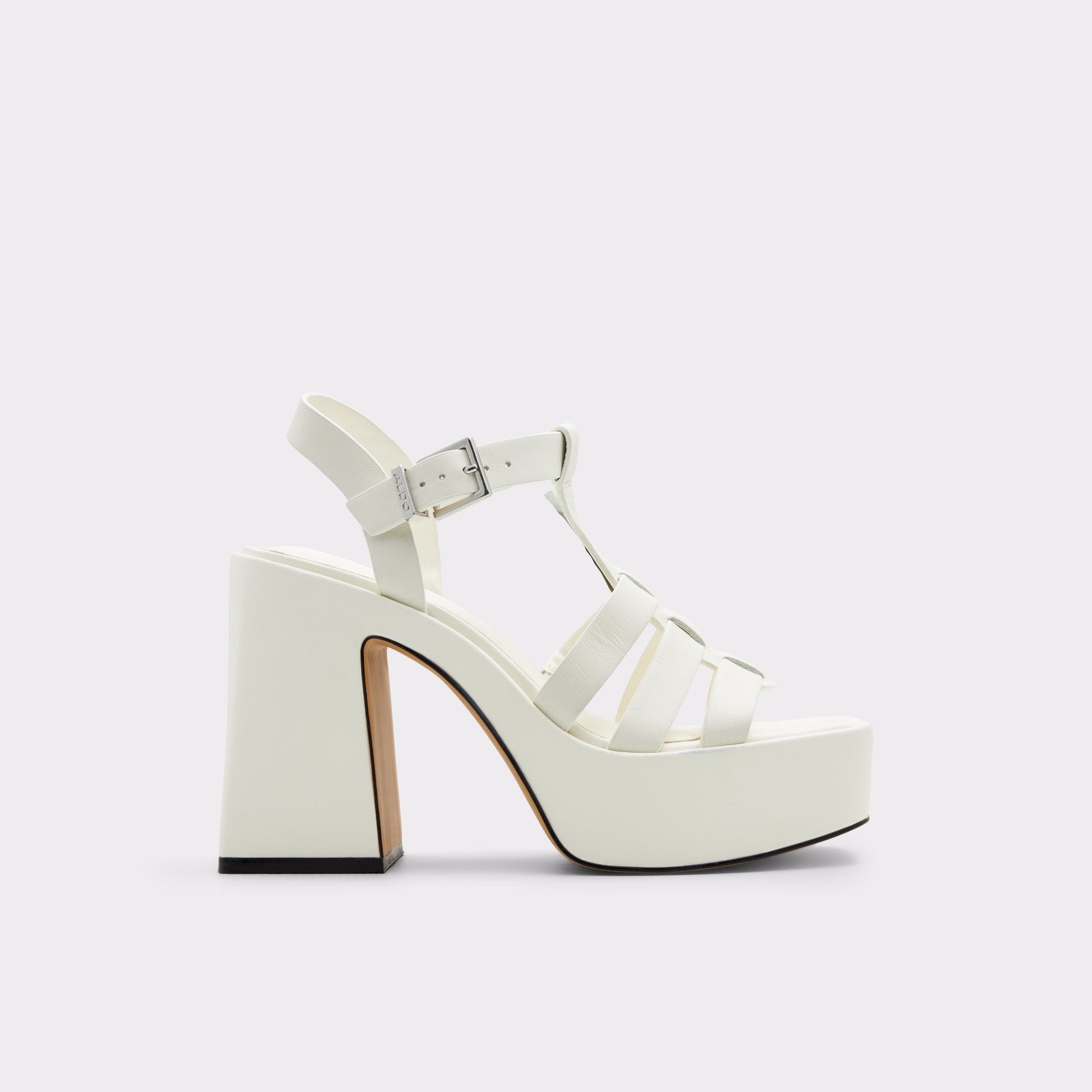 Aldo Women’s Pillow Walk Comfortable Block Heeled Sandals Jeni (White)