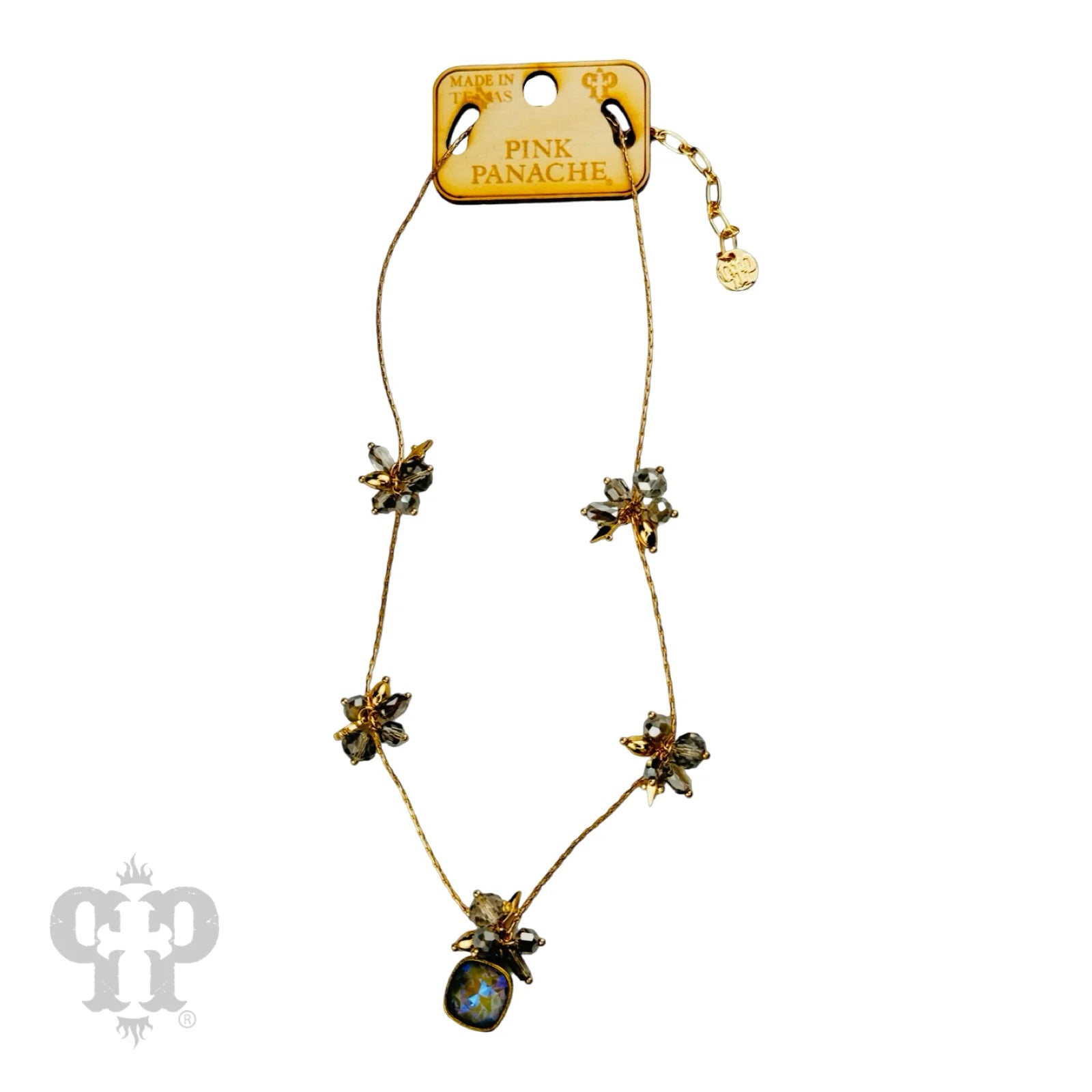 Pink Panache Bead Cluster Necklace With Austrian Crystal Pendant