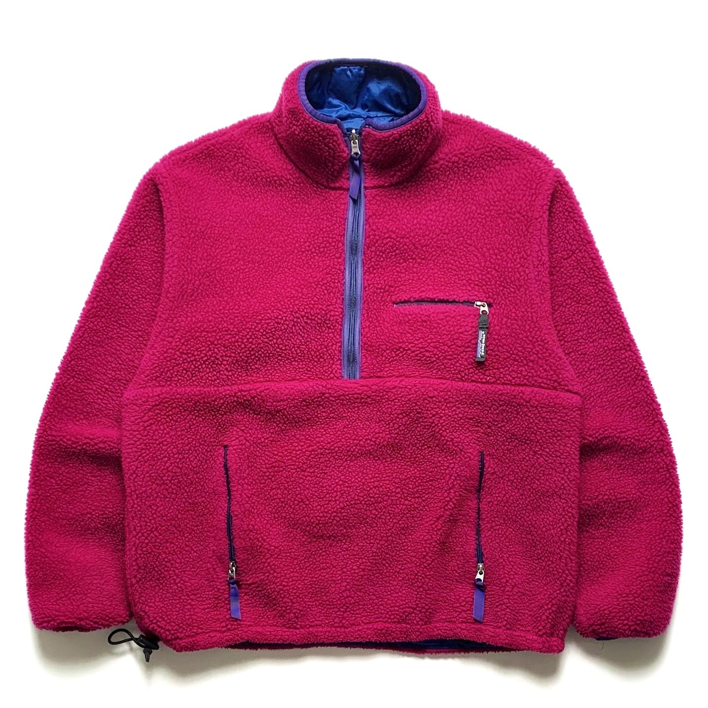 1992 Patagonia Reversible Pile Glissade Pullover, Raspberry (L)