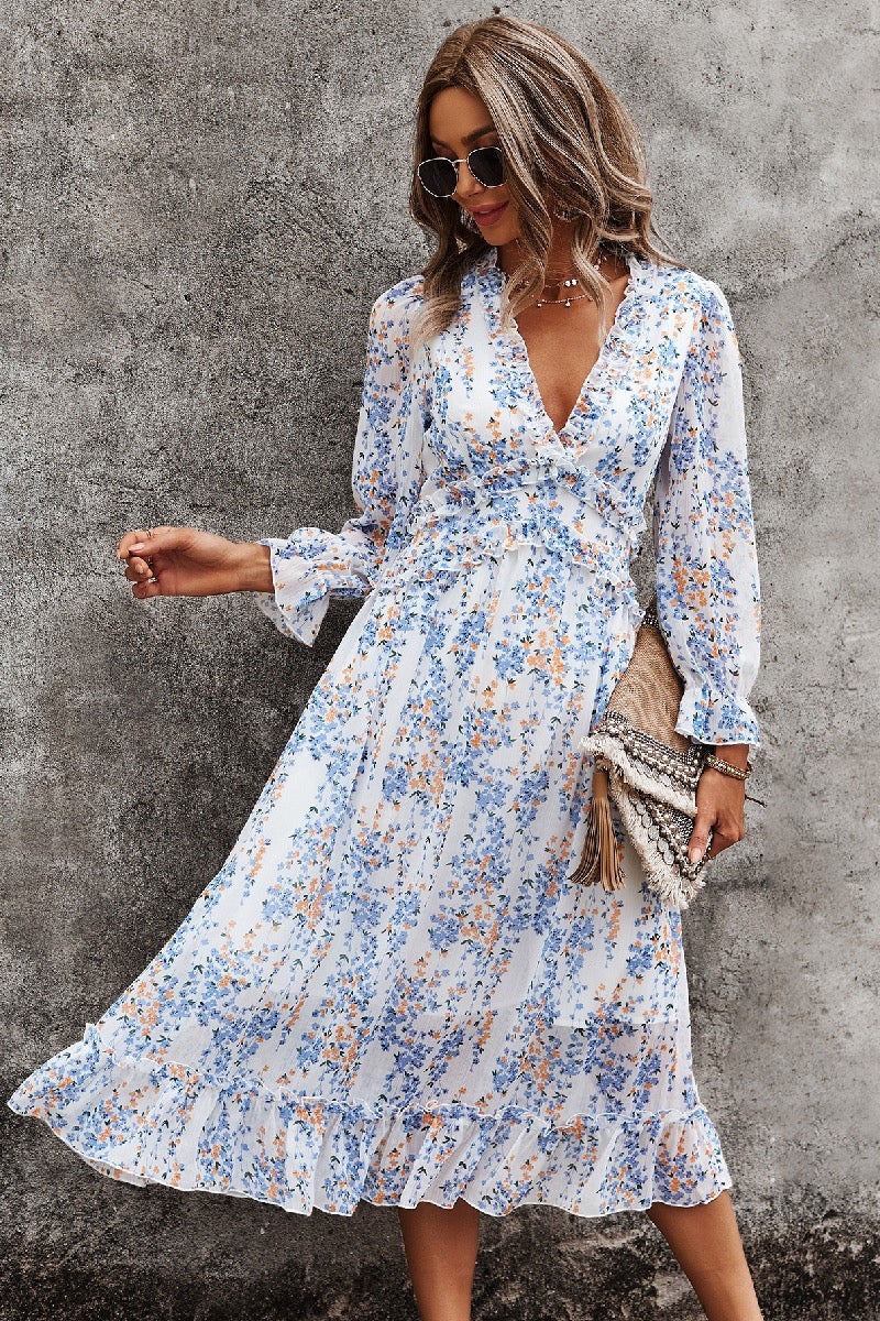 Perfectly Pleasant blue floral maxi dress