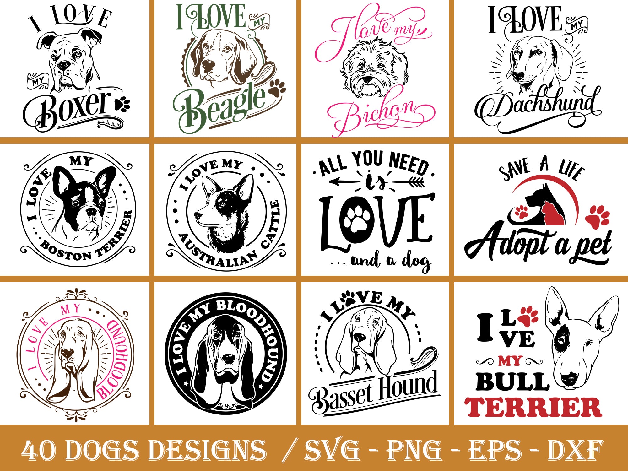 Download Dog Svg Bundle Dog Lovers Svg Pack Cut Files 40 Dog Designs Dogs Lo Mybundle1