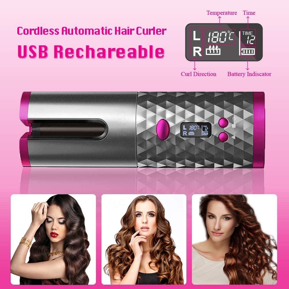 Cordless Automatic Hair Curler, Rechargeable Ceramic Curling Iron –  assafonlineshop