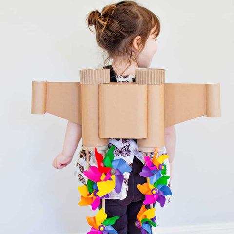 jet pack Halloween costume made from cardboard tubing