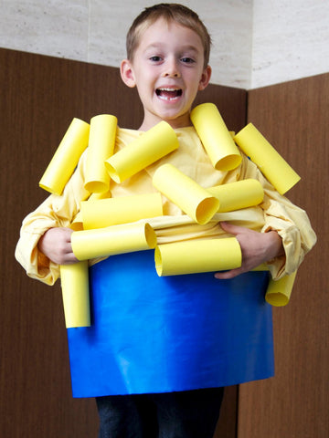 mac n cheese cardboard tube costume