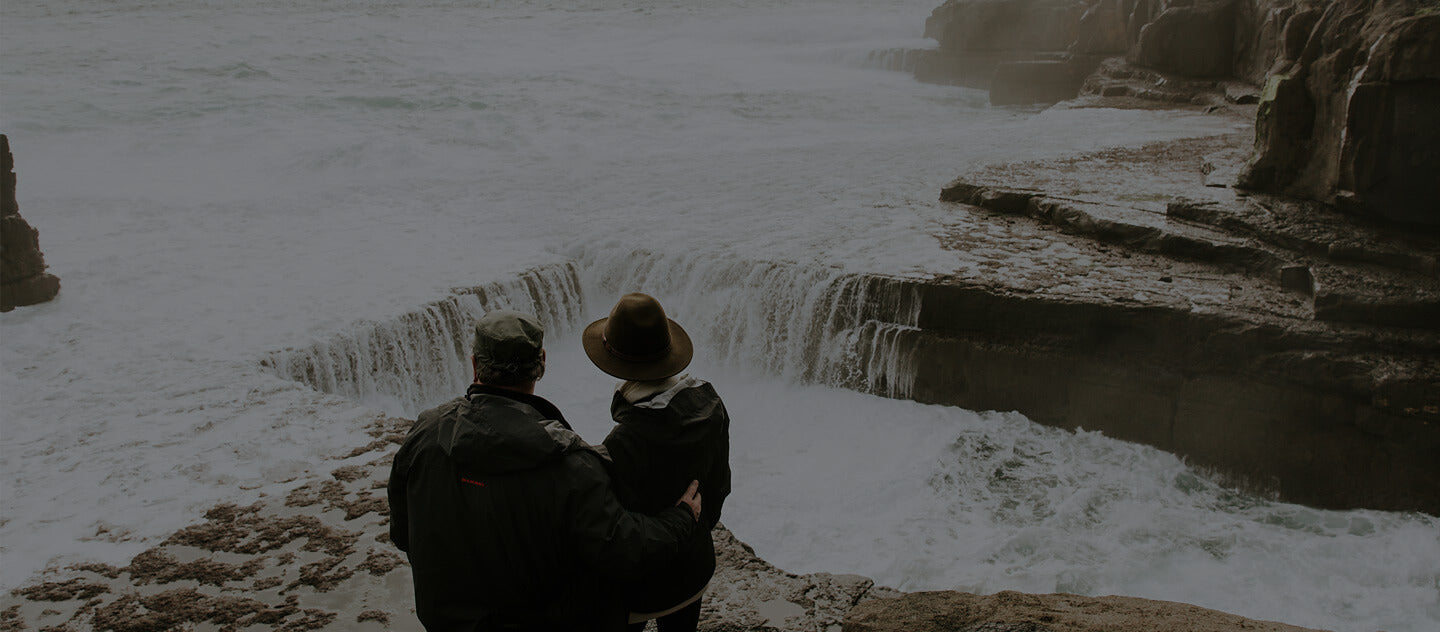 two people hiking